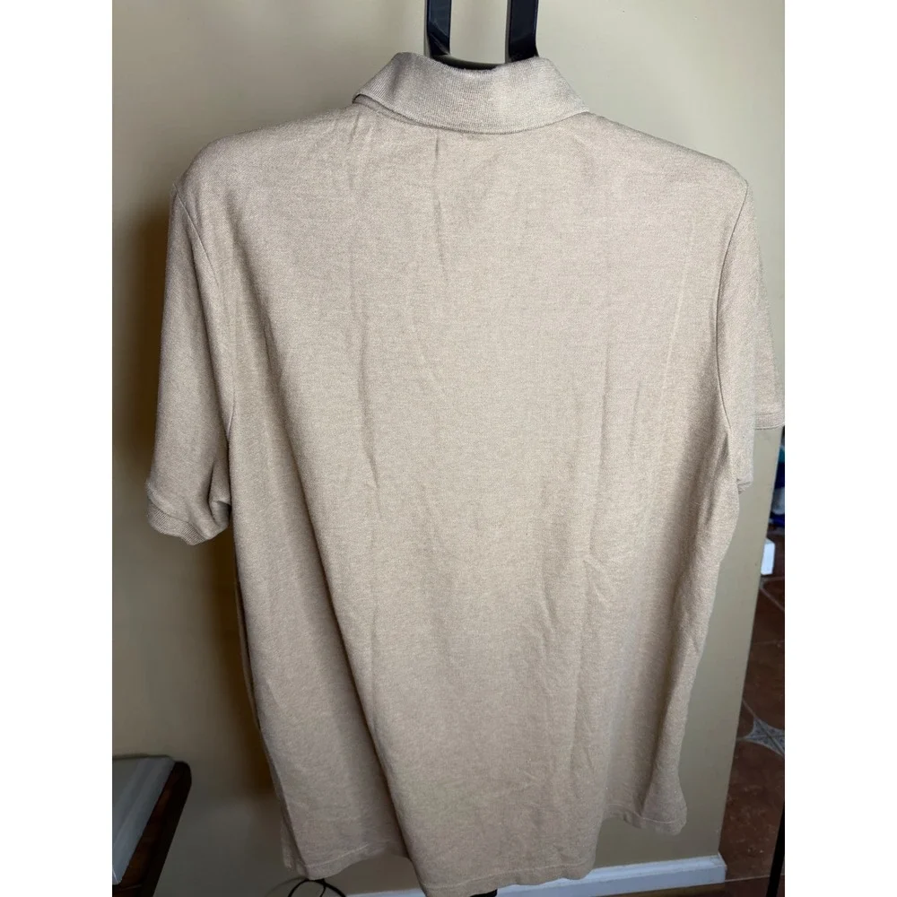 US Polo Assn Mens XL Performance Pique Polo Shirt Tan Short Sleeve Logo